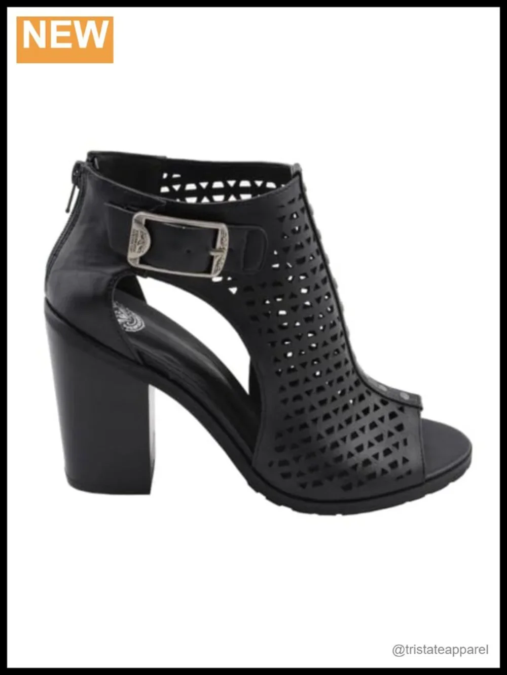 Women's Faux Leather Platform Heeled Sandals Open Toe Mesh Buckle Zip